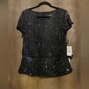 Adrianna Papell Black Sequin Blouse